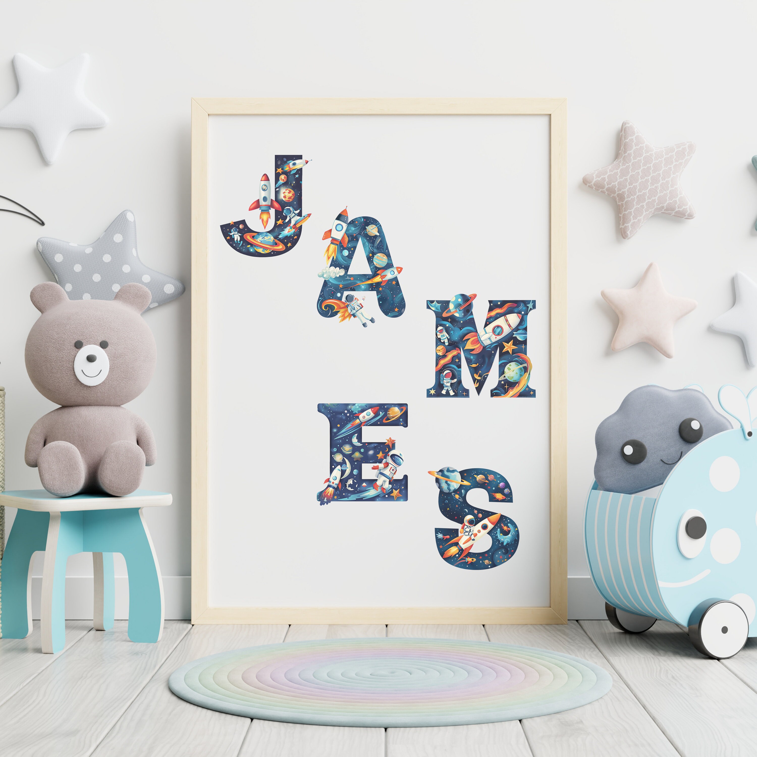 Watercolor Space Alphabet Clipart: Rocket & Astronaut Letters (digital ...