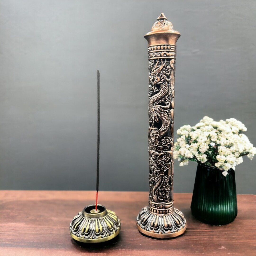 Incense Stick Burner Holder Dragon Phoenix Design Metal Etsy