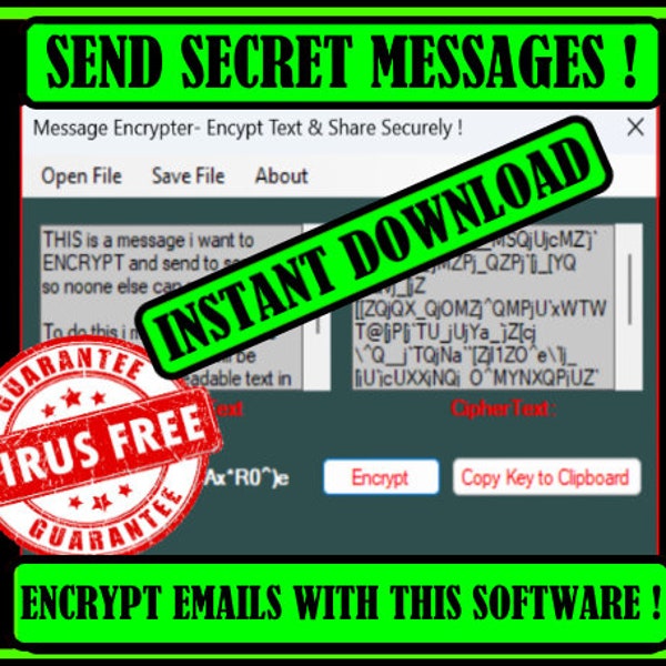 Logiciel de cryptage de texte de message, téléchargement instantané, logiciel, envoi/réception de messages secrets, logiciel d'outil de piratage, logiciel de cryptage de données