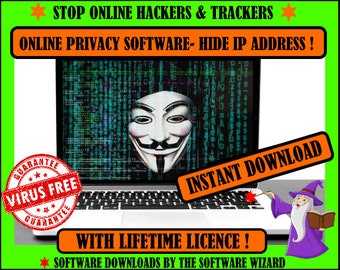 Internet privacy Hide IP address Software , digital download software, VPN alternative , privacy software, instant download, online privacy!