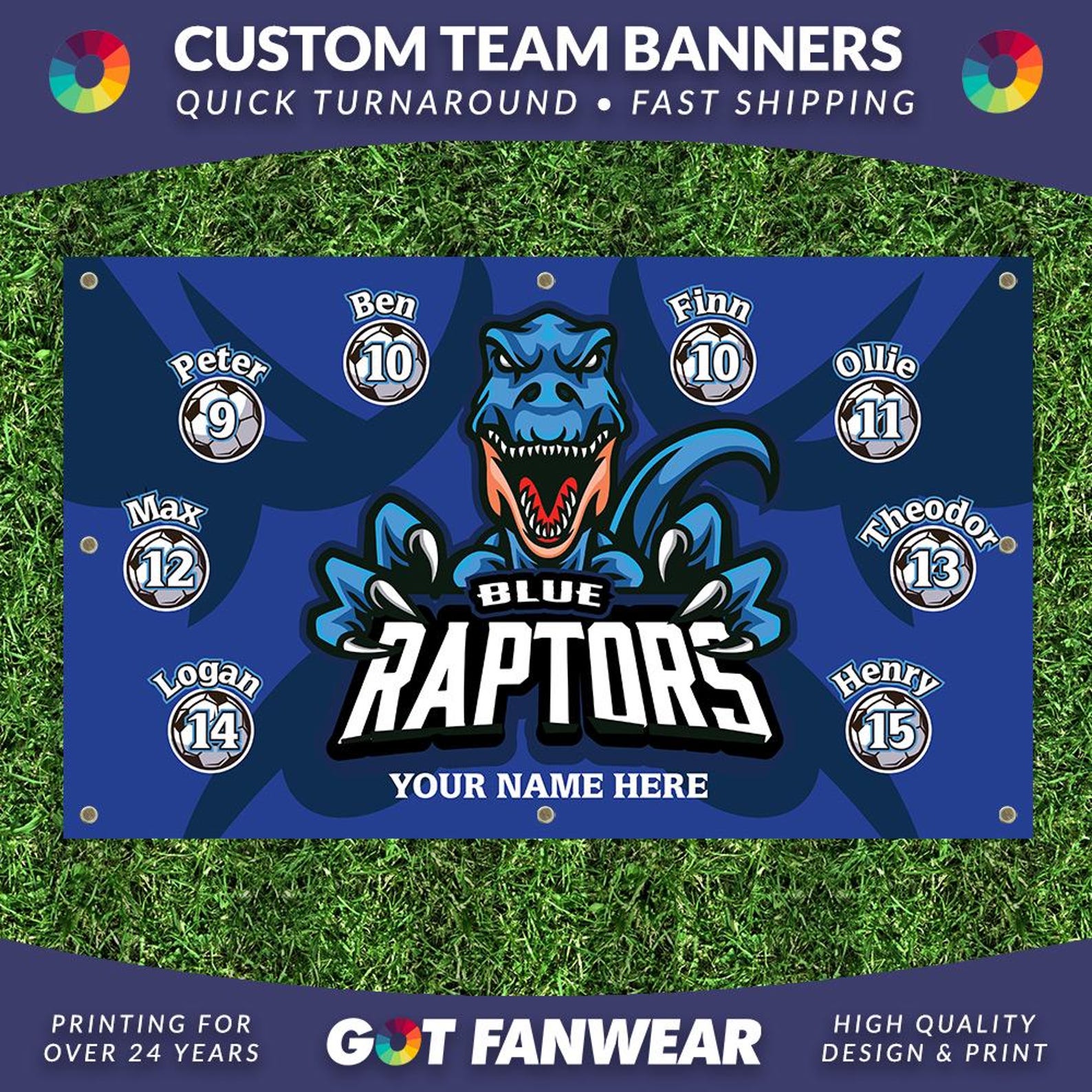 Raptors Custom AYSO Soccer Team Banner – Choose Your Size - Etsy