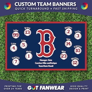 Custom Red Sox Little League Baseball Team Banner – Choose your size