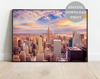 New York Sunset Top View Digital Download Poster Instant Download Print