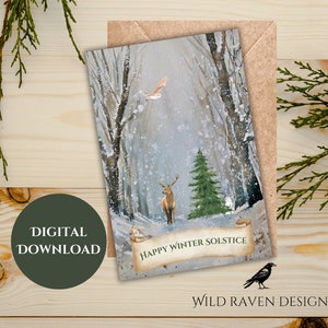Winter Solstice Greeting Card | Yule Greeting Card | Pagan Greeting Card | Winter Solstice Cards | Yule Cards | Woodland Greeting Cards