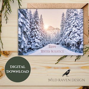 Winterzonnewende wenskaart | Yule wenskaart | Heidense wenskaart | Winterzonnewende kaarten | Yule-kaarten | Bos wenskaarten