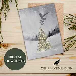 Yule Grußkarte | Winter Sonnenwende Grußkarte | Raben Karte | Heidnische Grußkarte | Wintersonnenwende Karten | Weihnachtskarten | Witchy Karten