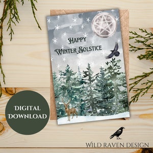 Winter Solstice Greeting Card | Yule Greeting Card | Pagan Greeting Card | Winter Solstice Cards | Yule Cards | Full Moon Greeting Cards