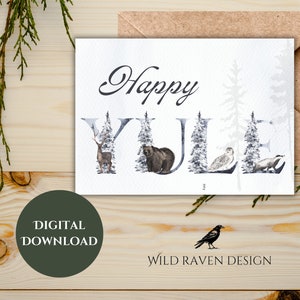 Yule Grußkarte | Winter Sonnenwende Grußkarte | Heidnische Grußkarte | Wintersonnenwende Karten | Weihnachtskarten | Aquarell Grusskarten