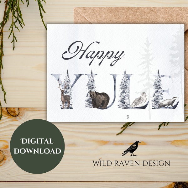 Yule Greeting Card | Winter Solstice Greeting Card | Pagan Greeting Card | Winter Solstice Cards | Yule Cards | Watercolor Greeting Cards