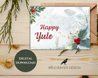 Yule Greeting Card | Winter Solstice Greeting Card | Pagan Greeting Card | Winter Solstice Cards | Yule Cards | Watercolor Greeting Cards