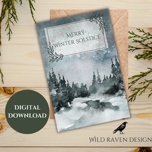 Winter Solstice Greeting Card | Yule Greeting Card | Pagan Greeting Card | Winter Solstice Cards | Yule Cards | Watercolor Greeting Cards