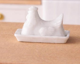 1:12 Scale Homestead Hen Butter Dish
