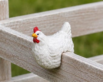 1:12 Scale Chicken on Fence – Miniature Farm Chicken Fence Topper – Unpainted 3D Printed Dollhouse Chicken Decor – Does Not Come Painted