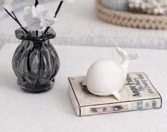 Dollhouse Miniature 'Willy the Whale' Sculpture, 1:12 Scale, Coastal Decor