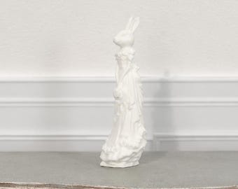 Victorian Bunny Lady Figurine Miniature | 1:12 Scale Rabbit Lady Statue | French Farmhouse Dollhouse Decor | 3D Printed Bunny Ornament