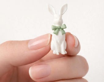 Dollhouse Miniature Easter Bunny with Bow, 1:12 scale