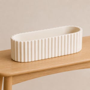 1:12 Scale Scandinavian Ribbed Planter | Miniature Modern Plant Pot | Nordic Dollhouse Decor | 3D Printed Home Accessory