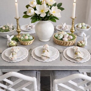 Dollhouse Miniature, White, Woven-look, Placemats, Set of 4, 1:12 Scale. image 2