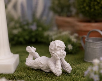 1:12 Scale Thinking Boy Garden Statue – Miniature Dollhouse Garden Ornament – 3D Printed Figurine