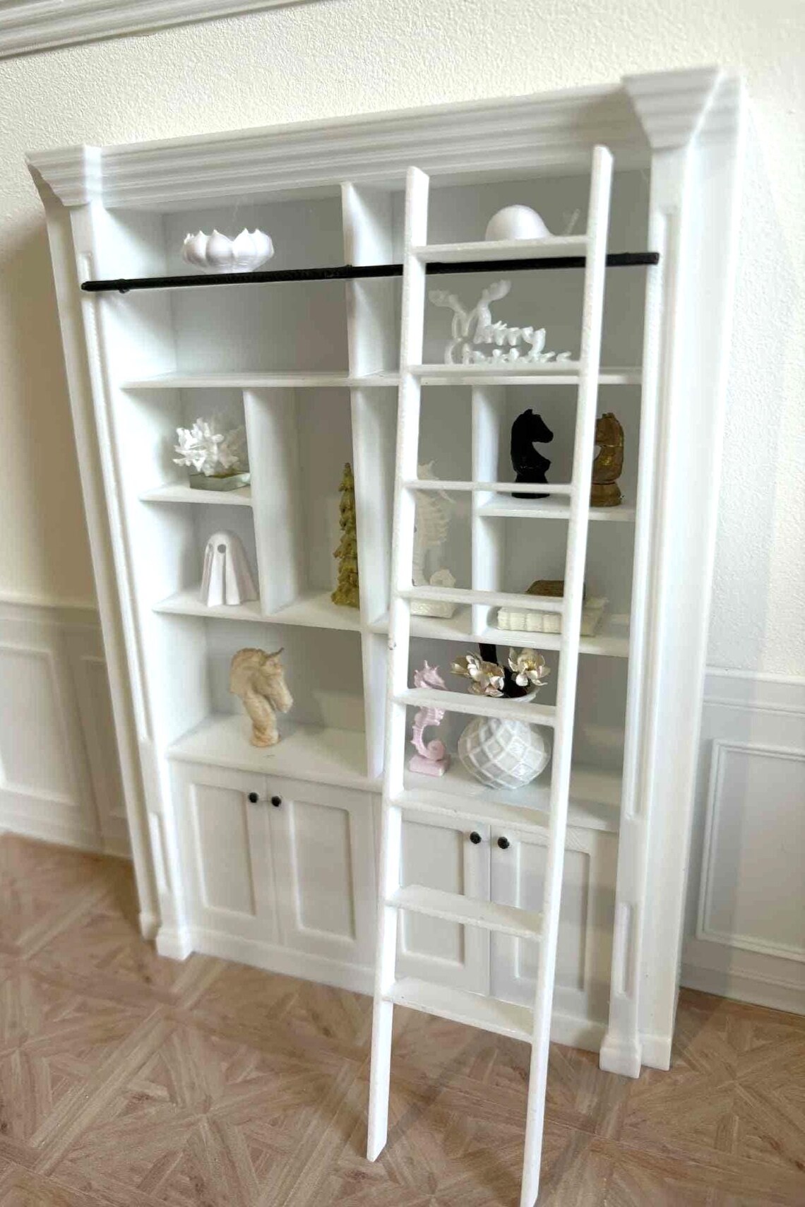 Hamptons Style Bookcase With Ladder. Home Library, 1:12 Scale - Etsy UK