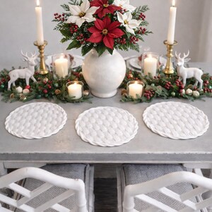 Dollhouse Miniature, White, Woven-look, Placemats, Set of 4, 1:12 Scale. image 3