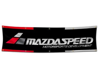 Mazda Logo Wall Art, Car Enthusiast Banner, Automotive Decor, Man Cave Decor, Garage Art