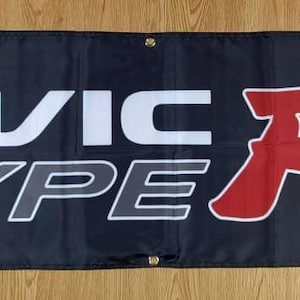 May include: Black banner with white text "CIVIC TYPE R" in a stylized font. The "R" is red with a white outline.