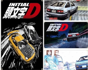 Initial D Poster Banner Art Print Anime Wall Framed Ae86 Room