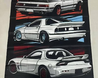 Mazda RX7 Wall Art Decor, Banner, Car Enthusiast Gift, Garage Wall Hanging, Race Car Decor, Man Cave Sign