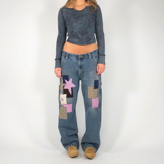 Vintage Patchwork Jeans - image 5