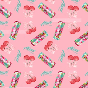 SEAMLESS salmon pink Alani Cherry Twist Fabric Pattern,  Trendy PNG Preppy Design Digital Download,  Cute Aesthetic,  Commercial Use