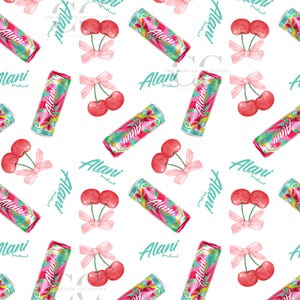 SEAMLESSwhite Alani Cherry Twist Fabric Pattern,  Trendy PNG Preppy Design Digital Download,  Cute Aesthetic,  Commercial Use