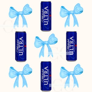 Ultra Can Bow, Blue Beer Trendy PNG Preppy Design Digital Download, Positive Quote Cute Aesthetic, Sublimation, Commercial Use