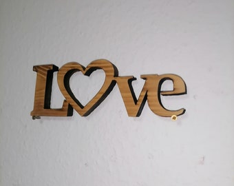 Handmade wooden sign 'Love' - personalized with desired engraving! Perfect gift for your loved ones!