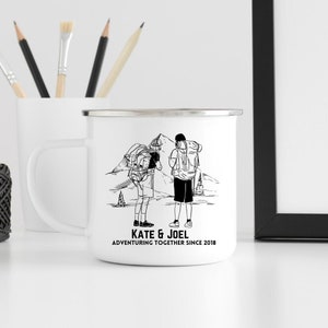 Camping Mug Personalised Mug Enamel Mug Camping Gift Couples Mug  Custom Gift Adventuring Together