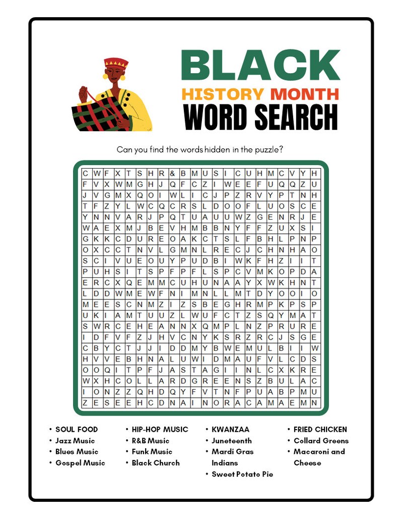 Black History Word Search Puzzles - Etsy