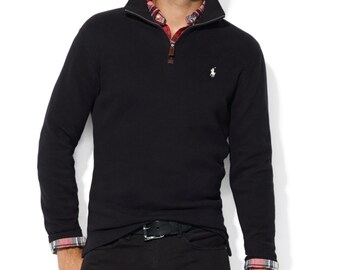 Polo Ralph Lauren Quarter Zip High Neck Cotton Fleece Sweatshirt