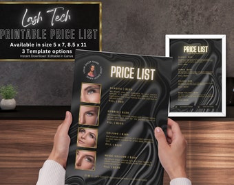 DIY Price List Template Canva, Editable Lash Tech Lash artist Template Design flyer Printable Pricelist bundle social media branding insta