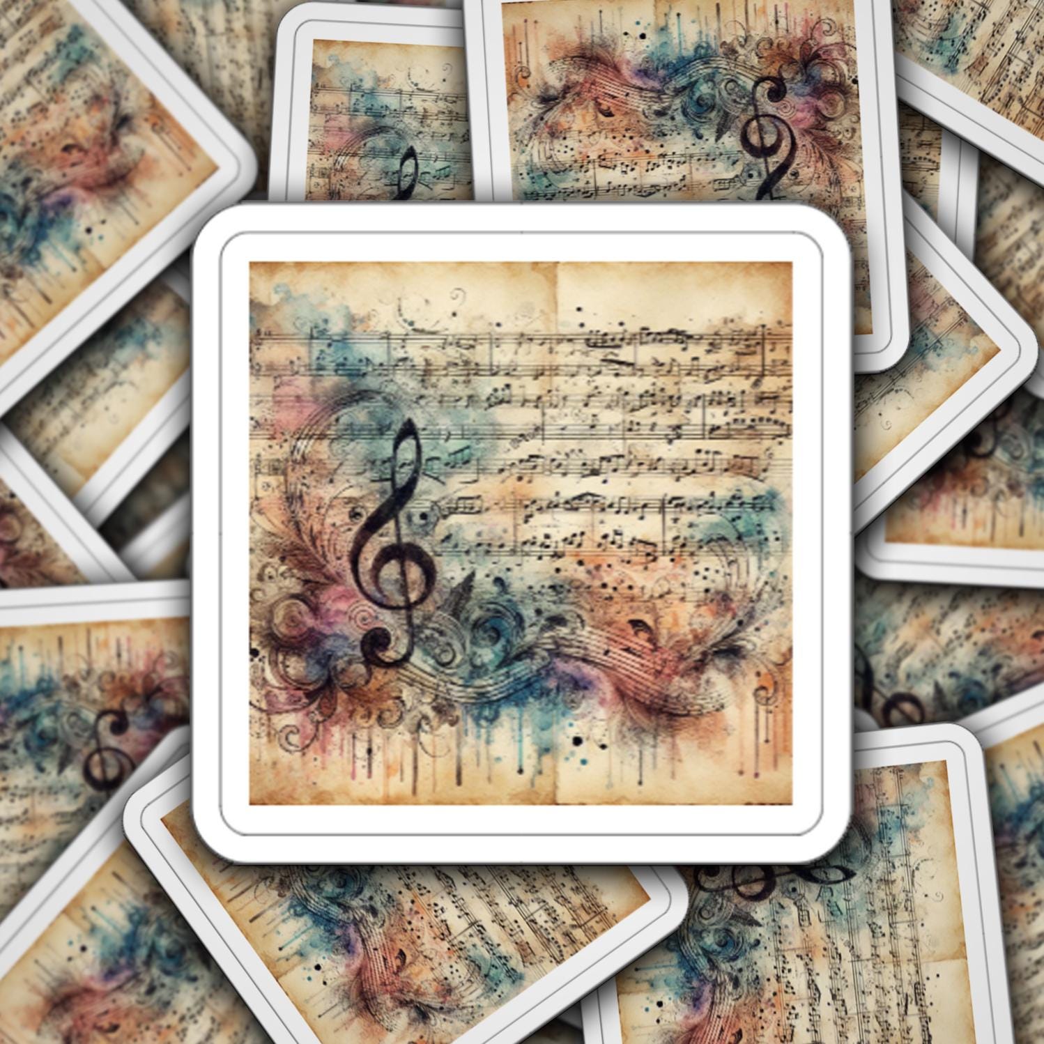 Music Notes Pattern Stickers Stickers - Laminated - (10 Designs) Junk Journal Stickers - Junk ...