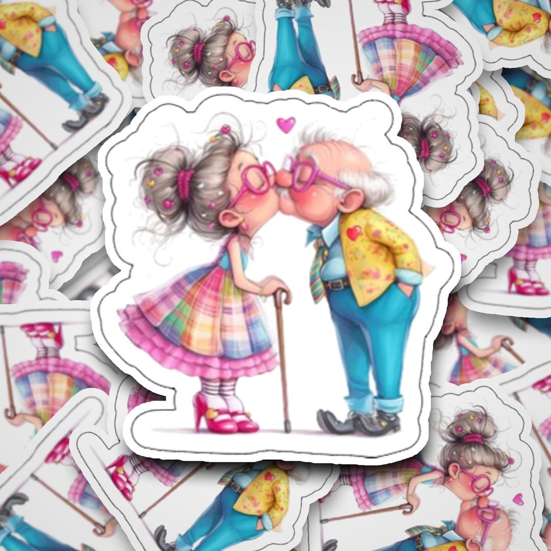 Sticker Acople Stickers - Laminated - (12 Designs ) Couple - Old Couple - Love ...