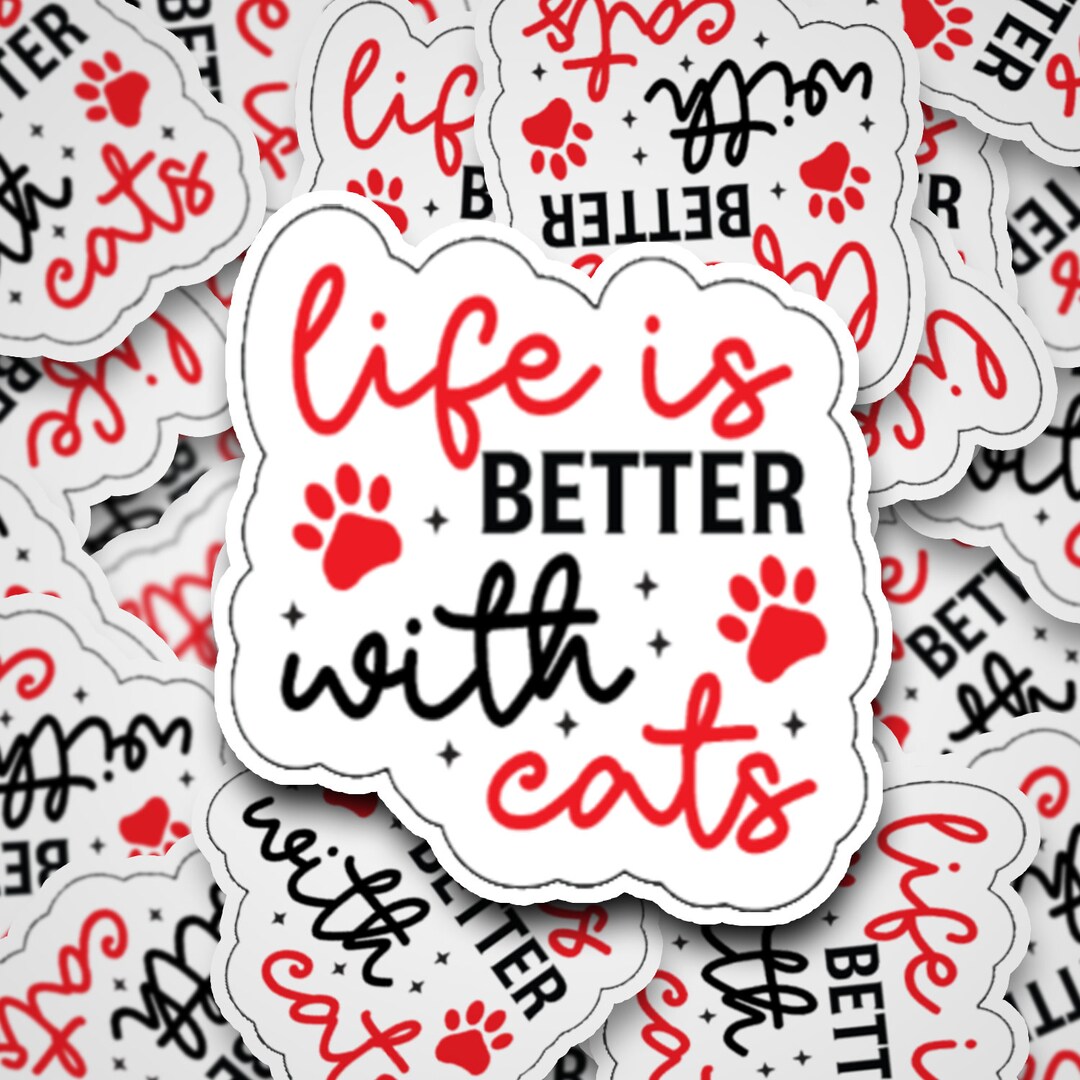 Stickers - Laminated - (8 Designs) Cats - Animals - Cute - Cat ...