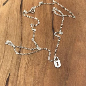 Dainty Sterling Silver Lock Necklace: Minimalist Charm