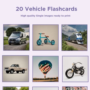 20 Fahrzeug Lernkarten Lernkarten für Kinder und Lehrer Druckbare Flash Karten für Kinder Sofortiger Download Print von zu Hause aus