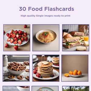 30 voedselbundel flashkaarten, restaurant, beloningen voedseltherapie, kinderbordkaart, nomenclatuur, montessori, digitale download, afdrukbaar.