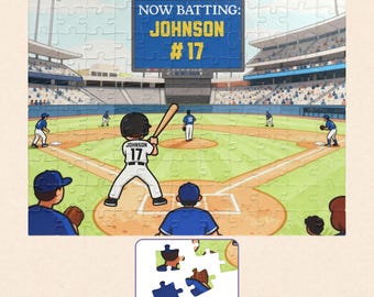 Personalized Baseball Puzzle for Kids - Pick Your Player Name & Number - 110 Pieces