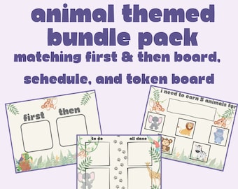 Adorable Animal-Themed MEGA Bundle: Printable First-Then Board, Schedule, and Token Board Matching Set Animal-Inspired Pack Perfect for Kids