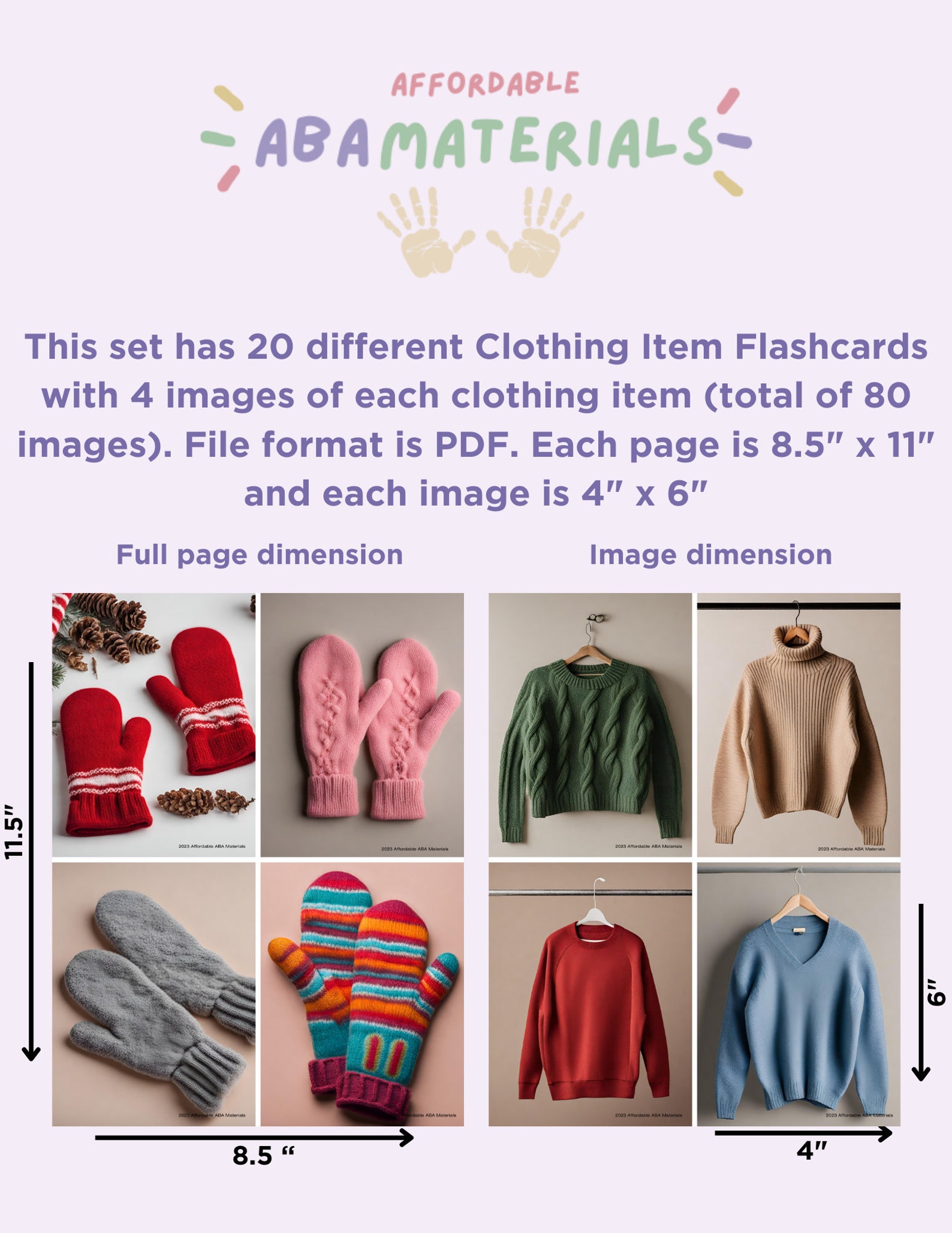 20 Cute Clothes Printable Flashcards - Flashcards for Kids and Teachers ...
