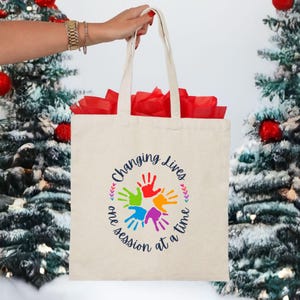 Changing Lives One Session at a Time Cotton Canvas Tote Bag - Perfect Accessory or Gift for Therapist/Educator/ABA Professional