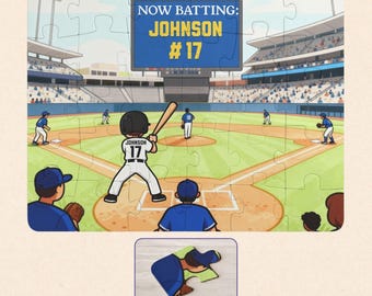 Personalized Baseball Puzzle for Kids - Custom Name & Number - 30 Pieces