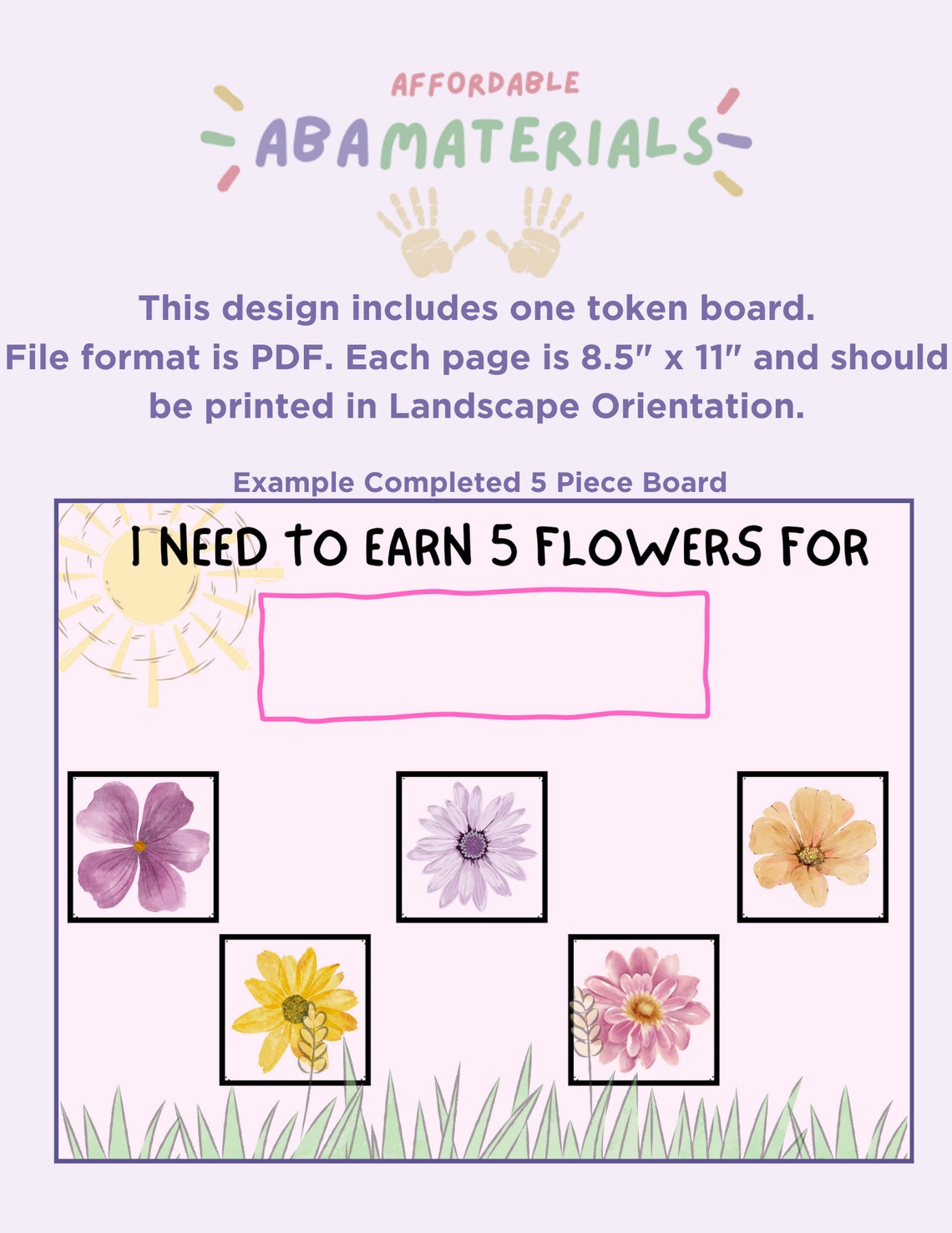5 Piece Printable Spring Flower Token Board- Cute Reward Chart I'm ...